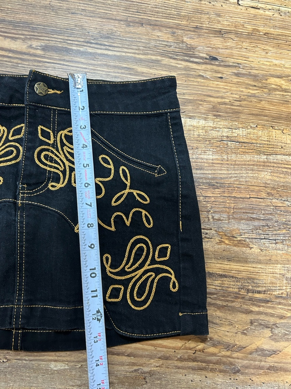 Compton Cowboys x Forever21 Black Western Mini Skirt W/Gold Embroidered Detail - Picture 4 of 5